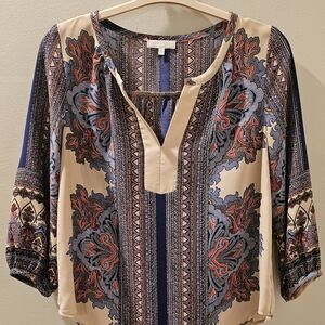Gibson Latimer Multi Color Medium Polyester Long Sleeve Blouse